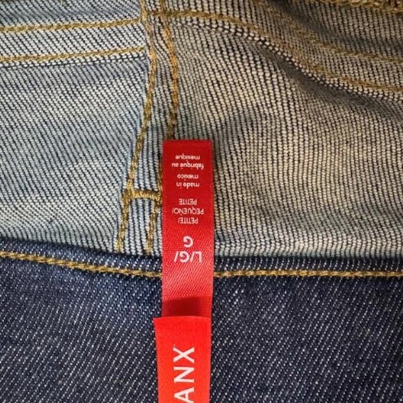 SPANX Pintuck Seamed Leg Flare Jeans in Raw Indigo Size LARGE PETITE - Picture 6 of 11